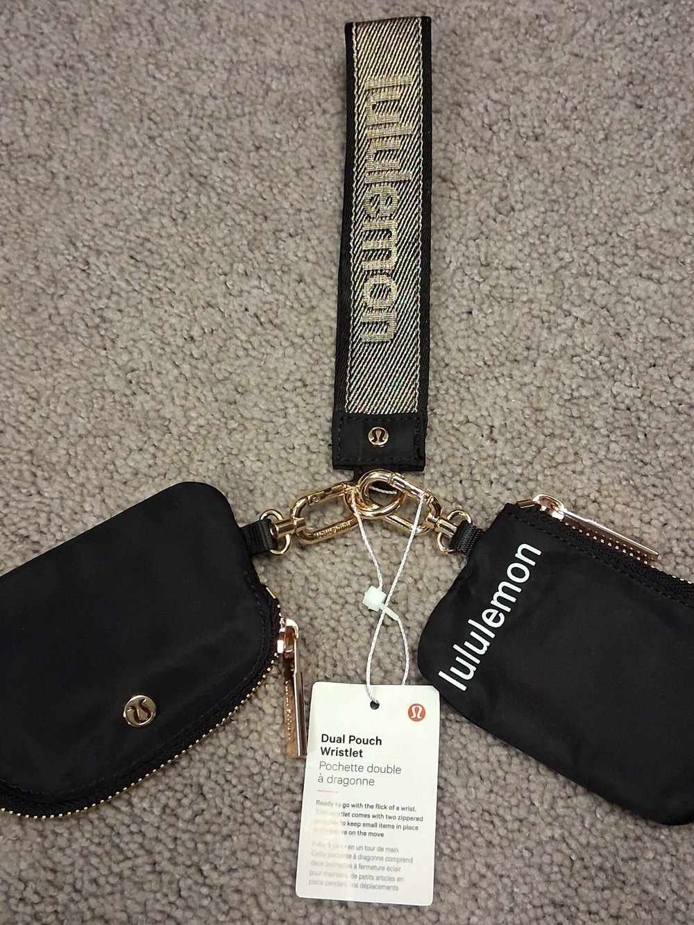 lululemon athletica Black Dual Pouch Wristlet Wallet Coin Purse